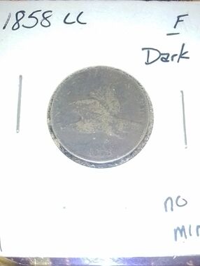 1858 Ll Cent Coin - Dark Patina